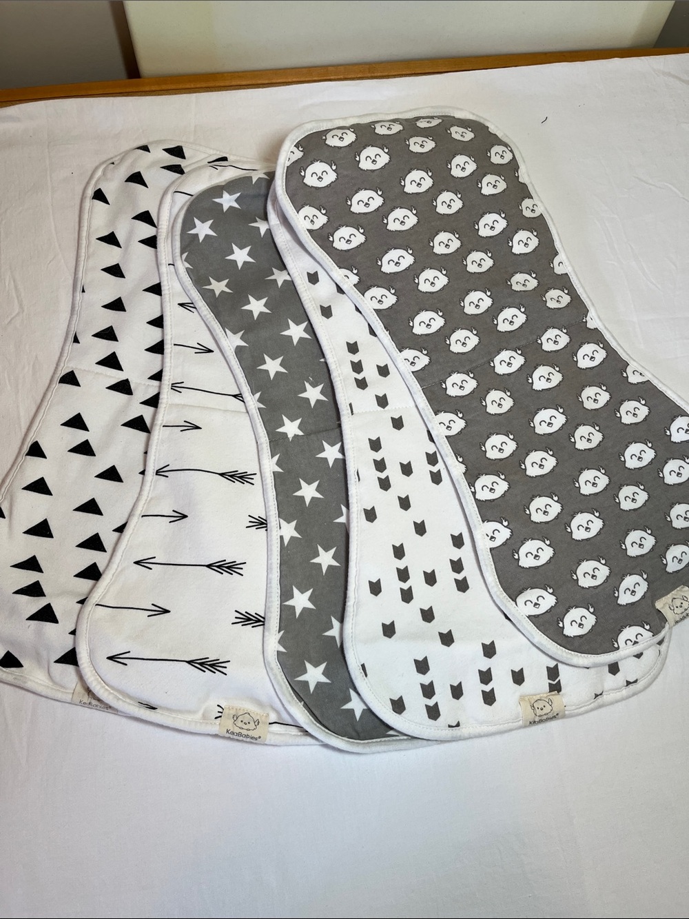 KeaBabies Neutral Gray & White Burp Cloth Set